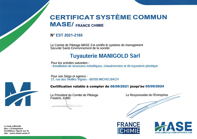 Certificat MASE 2021-2024